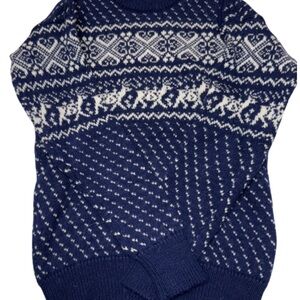 Woolrich Men's Dark Blue Patterned Crewneck Sweater